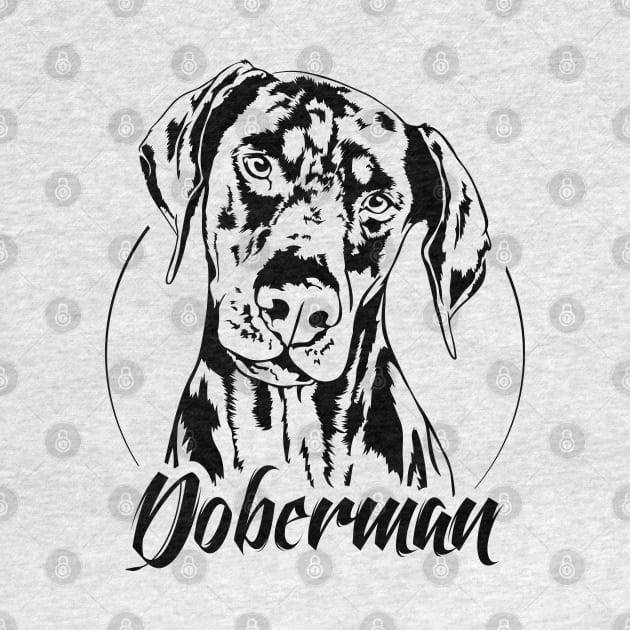 Funny Doberman Pinscher dog lover dog portrait by wilsigns